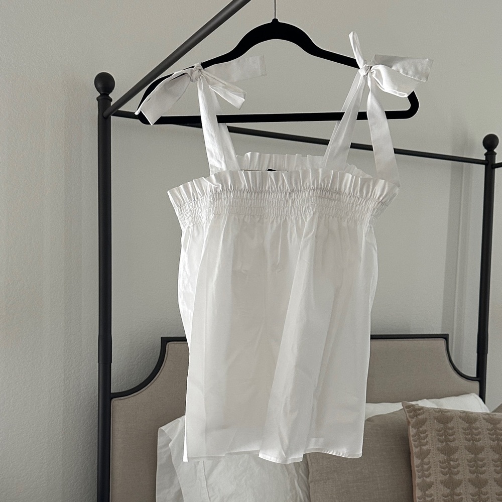 Elegant White Bow Strap Tank Top